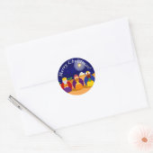 Cartoon van "The Three Kings" / "Three Wise Mannen Ronde Sticker (Envelop)