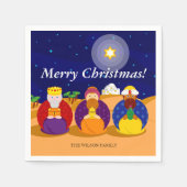 Cartoon van "The Three Kings" / "Three Wise Mannen Servetten (Voorkant)