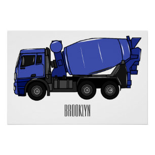 Cartoon van transportwagen voor betonmixen perfect poster