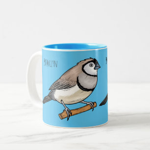 Cartoon van tweekleppige vinkvogels tweekleurige koffiemok