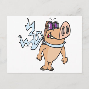 cartoon van varkenspiloot briefkaart