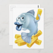 Cartoon van vis en chips briefkaart (Voorkant / Achterkant)
