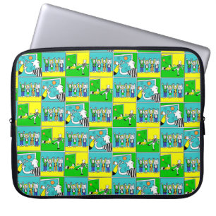 Cartoon van voetballers en fans die feest vieren laptop sleeve