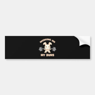 Cartoon van werkuitbundels - werken aan mijn bomme bumpersticker