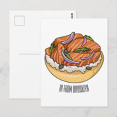 Cartoon van zalmbagel briefkaart (Voorkant / Achterkant)