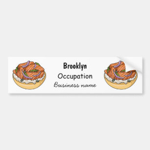 Cartoon van zalmbagel bumpersticker