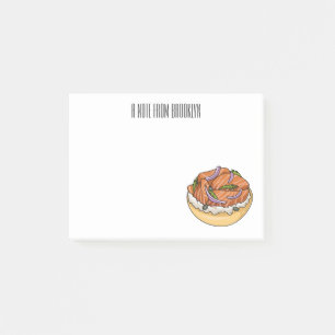 Cartoon van zalmbagel post-it® notes