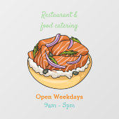 Cartoon van zalmbagel raamsticker (Vel)