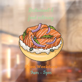 Cartoon van zalmbagel raamsticker (Vel 2)