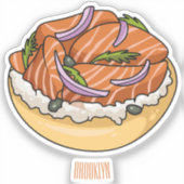 Cartoon van zalmbagel sticker (Voorkant)