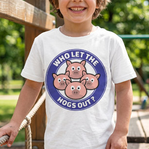 Cartoon Varken Grap - Wie Laat De Varkens Los - T-shirt