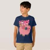 Cartoon varken met biggen t-shirt (Voorkant volledig)