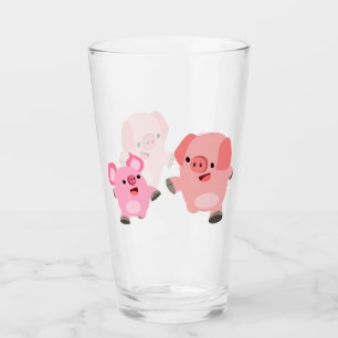 Cartoon varkens die lopen glas