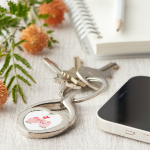 Cartoon Varkens in Love Metal Sleutelhanger