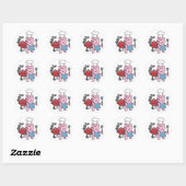 Cartoon varkenshaar bbq | achtergrondkleur kiezen ronde sticker (Vel)