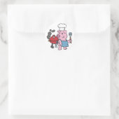 Cartoon varkenshaar bbq | achtergrondkleur kiezen ronde sticker (Tas)