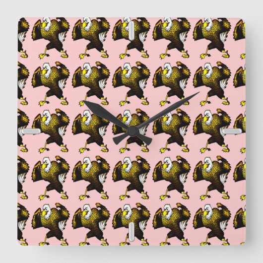 Cartoon vechtarend vierkante klok (Voorkant)