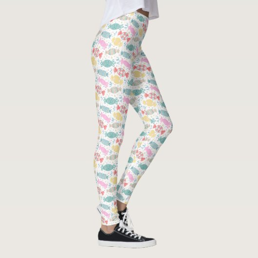 Cartoon, veelkleurige feestsnoepjes leggings (Rechts)