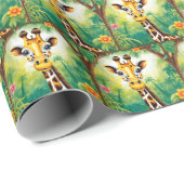 Cartoon Verjaardag Giraffe Cadeaupapier (Rol Hoek)
