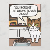 Cartoon verkeerde smaak kattenvoer briefkaart (Voorkant)