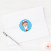Cartoon verpleegster ronde sticker (Envelop)