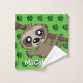 Cartoon vert de Cute Sloth Safari Nom de la jungle (Gant de toilette)