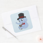 Cartoon vierkant sticker van een kleine olifant (Envelop)