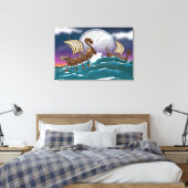 Cartoon Viking invasievloot Canvas Afdruk (Insitu (Slaapkamer))