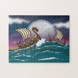 Cartoon Viking invasievloot Legpuzzel