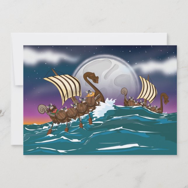 Cartoon Viking-vloot (Voorkant)