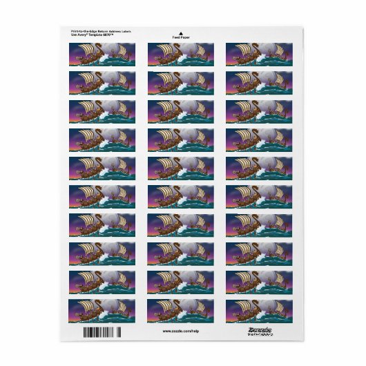 Cartoon Viking-vloot Etiket (Full Sheet)