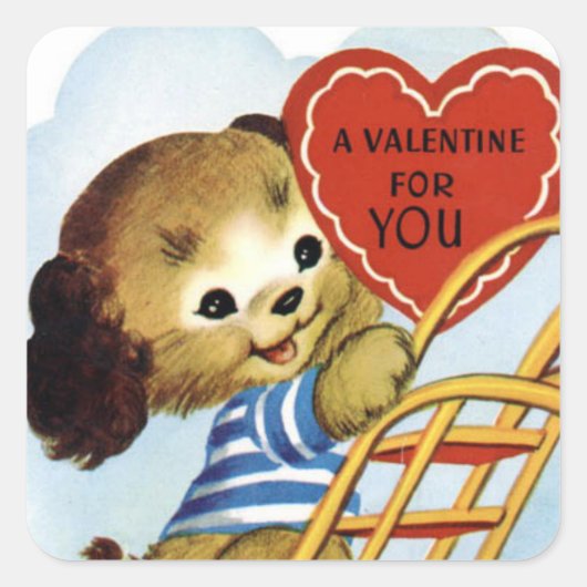 Cartoon Vintage Art Valentines autocollants (Devant)