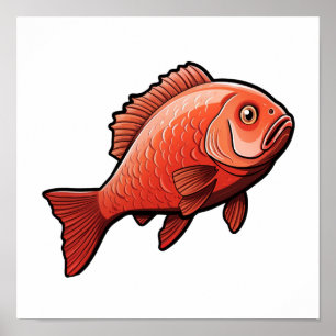 Cartoon vis illustratie poster