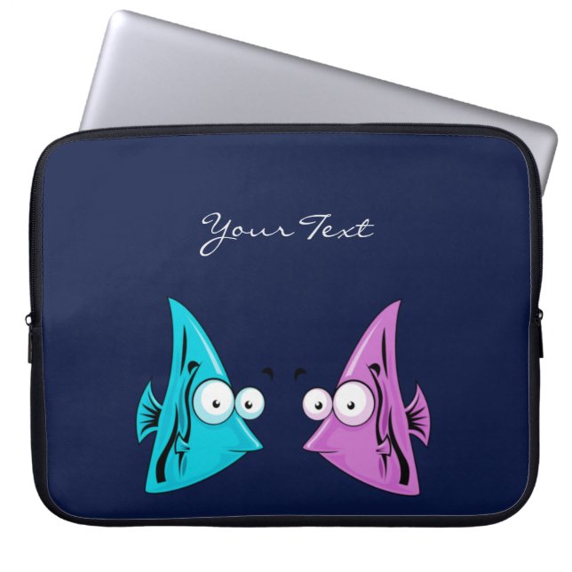 Cartoon vislaptophoes laptop sleeve (Voorkant)
