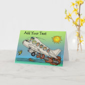 Cartoon vliegtuig kaart (Gele Bloem)