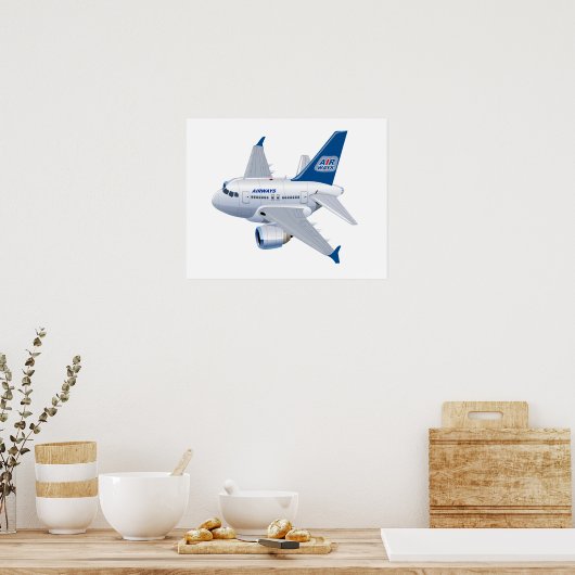 Cartoon vliegtuig poster (Keuken)
