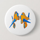 Cartoon Vliegtuigen Levendig Sinaasappel en Blauw Ronde Button 7,6 Cm (Voorkant)