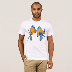 Cartoon Vliegtuigen Levendig Sinaasappel en Blauw T-shirt