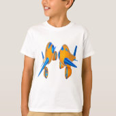 Cartoon Vliegtuigen Levendig Sinaasappel en Blauw T-shirt (Voorkant)