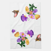 Cartoon vlinder en bloemen Amerikaanse MoJo Kitch Theedoek (Verticaal)