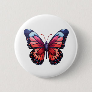 Cartoon vlinder illustratie ronde button 5,7 cm