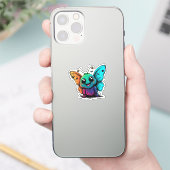 cartoon-vlinder-met-vlinder-zijn-hoofd sticker (Telefoon)