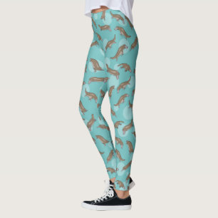 Cartoon vogelbekdieren zwemmen leggings
