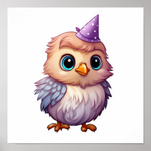 Cartoon vogelillustratie poster