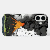 Cartoon Volcano Eruption & Palm Trees Phone Case (Achterkant (horizontaal))