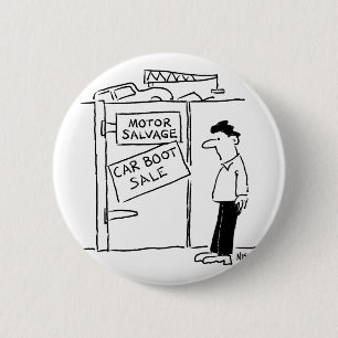 Cartoon voor autowrakken ronde button 5,7 cm