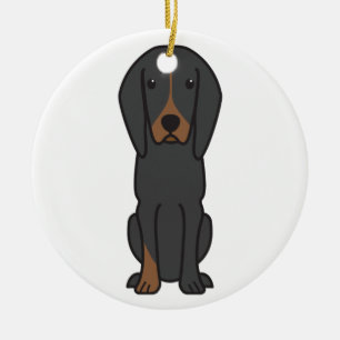 Cartoon voor Black and Tan Coonhound Dog Keramisch Ornament