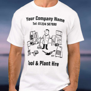Cartoon voor gereedschap en Plant hire T-shirt