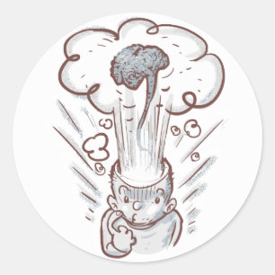cartoon voor hersenexplosie ronde sticker