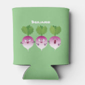 Cartoon voor het triozingend cute turnip blikjeskoeler (Achterkant)